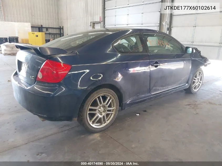 2006 Scion Tc VIN: JTKDE177X60102614 Lot: 40174590