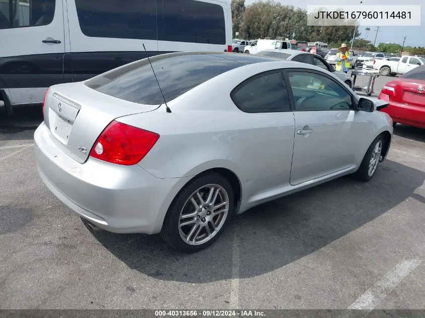 2006 Scion Tc VIN: JTKDE167960114481 Lot: 40313656