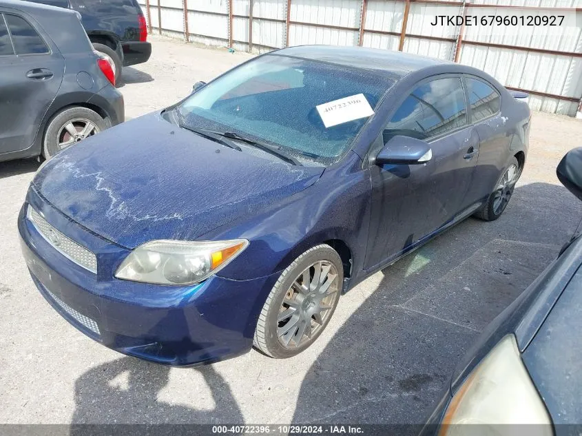 2006 Scion Tc VIN: JTKDE167960120927 Lot: 40722396