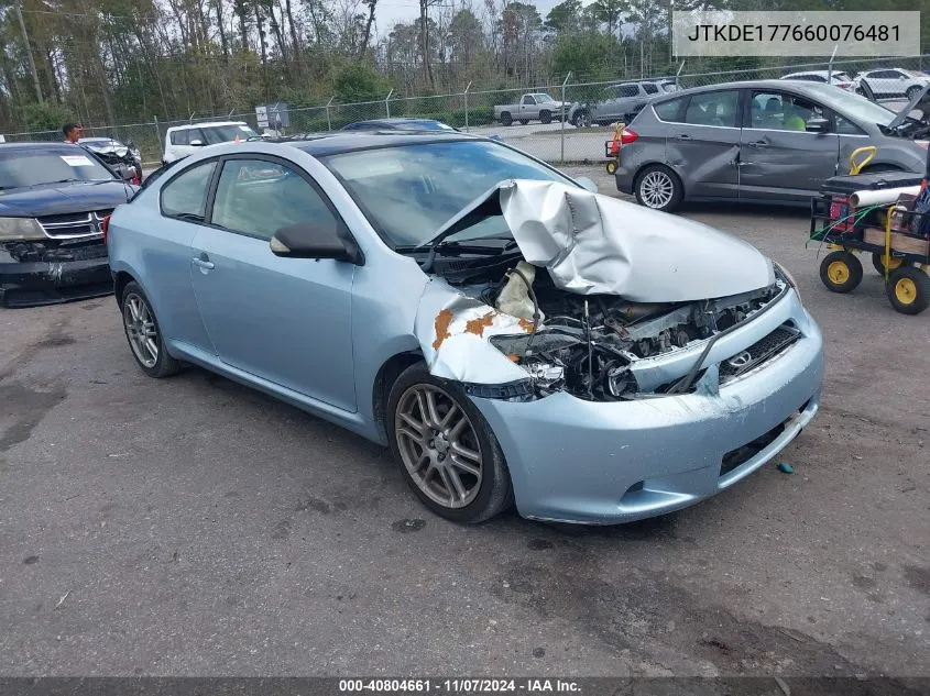 2006 Scion Tc VIN: JTKDE177660076481 Lot: 40804661