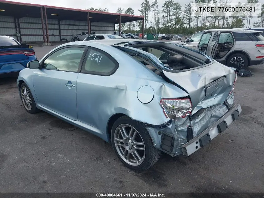 2006 Scion Tc VIN: JTKDE177660076481 Lot: 40804661