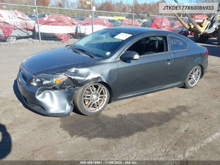 2006 Scion Tc VIN: JTKDE177X60086933 Lot: 40819961