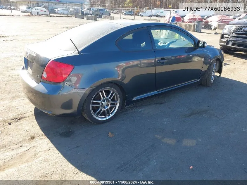 2006 Scion Tc VIN: JTKDE177X60086933 Lot: 40819961