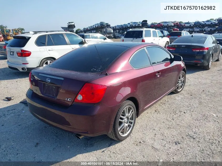 2007 Scion Tc VIN: JTKDE167570162982 Lot: 40100101