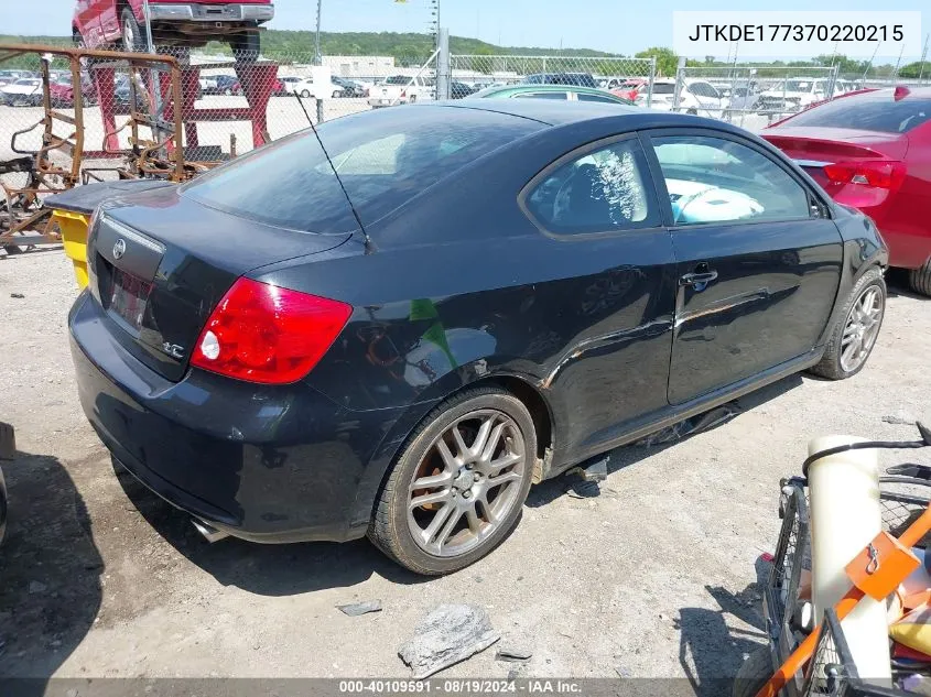 2007 Scion Tc VIN: JTKDE177370220215 Lot: 40109591