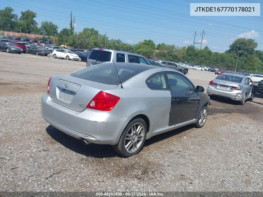 2007 Scion Tc VIN: JTKDE167770178021 Lot: 40202809