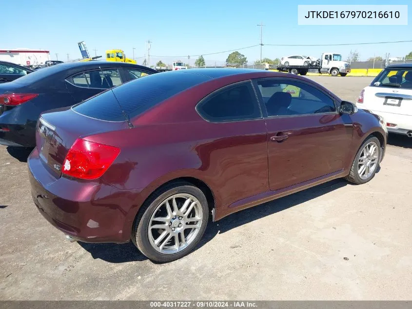 2007 Scion Tc VIN: JTKDE167970216610 Lot: 40317227