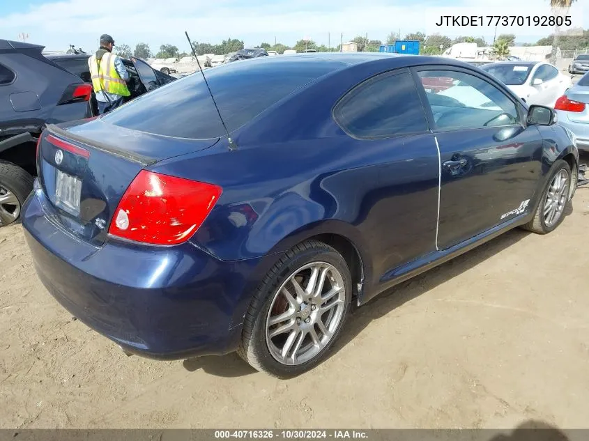 2007 Scion Tc VIN: JTKDE177370192805 Lot: 40716326