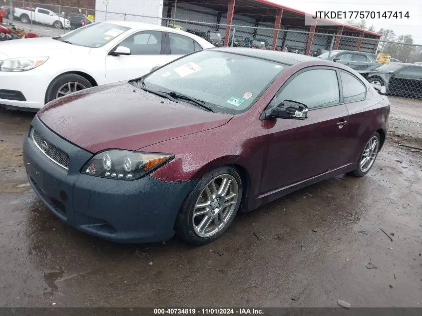 2007 Scion Tc VIN: JTKDE177570147414 Lot: 40734819