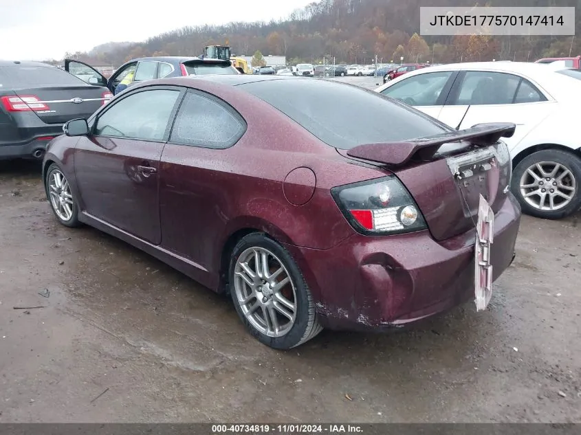 2007 Scion Tc VIN: JTKDE177570147414 Lot: 40734819