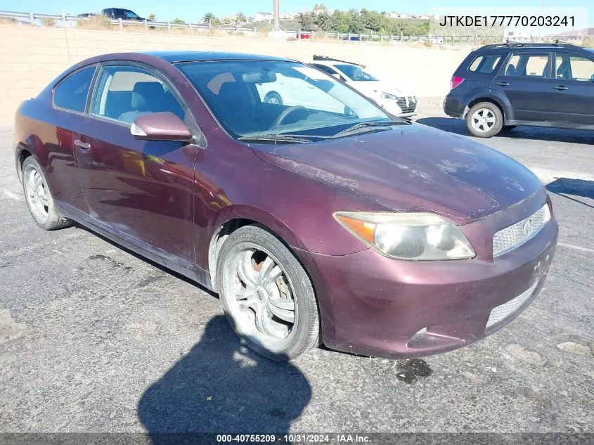 2007 Scion Tc VIN: JTKDE177770203241 Lot: 40755209