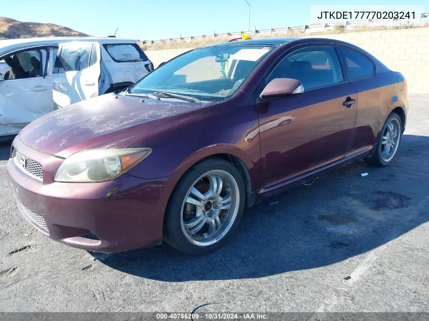 2007 Scion Tc VIN: JTKDE177770203241 Lot: 40755209