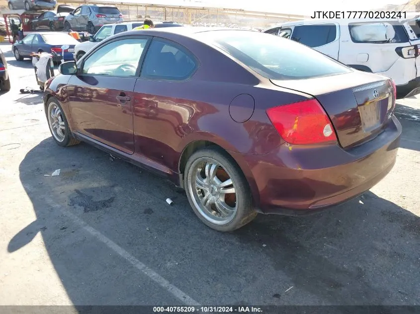 2007 Scion Tc VIN: JTKDE177770203241 Lot: 40755209