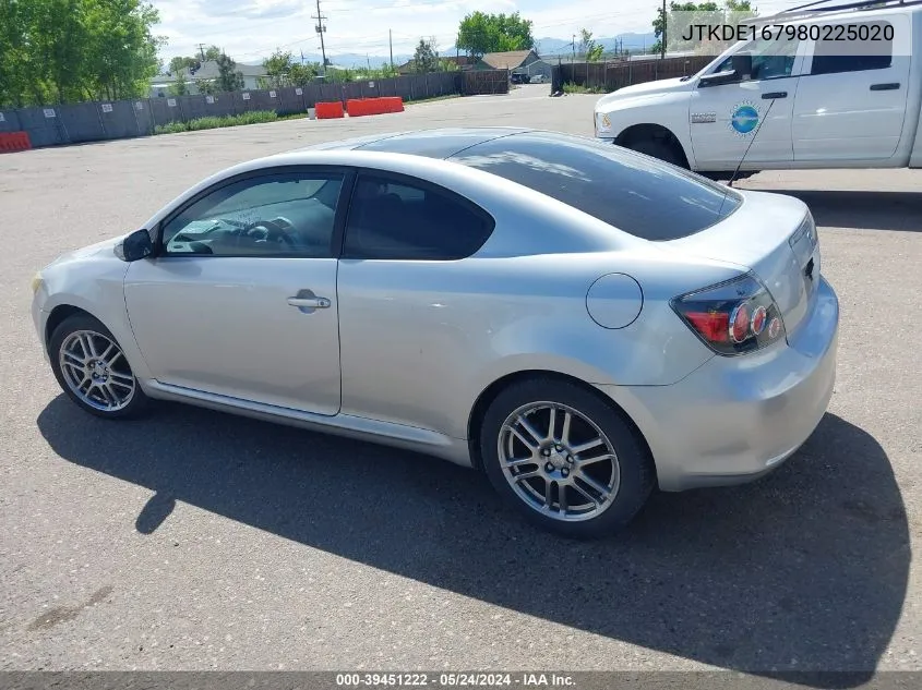 2008 Scion Tc VIN: JTKDE167980225020 Lot: 39451222