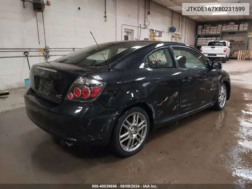 2008 Scion Tc VIN: JTKDE167X80231599 Lot: 40039696