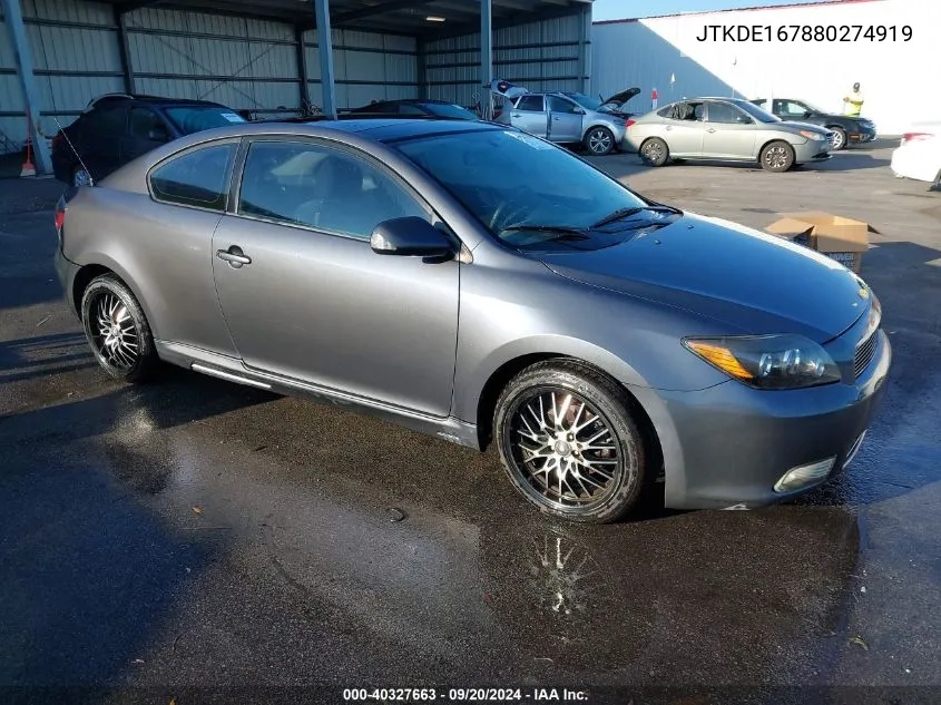 2008 Scion Tc VIN: JTKDE167880274919 Lot: 40327663