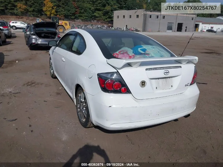 2008 Scion Tc VIN: JTKDE167X80254767 Lot: 40363876