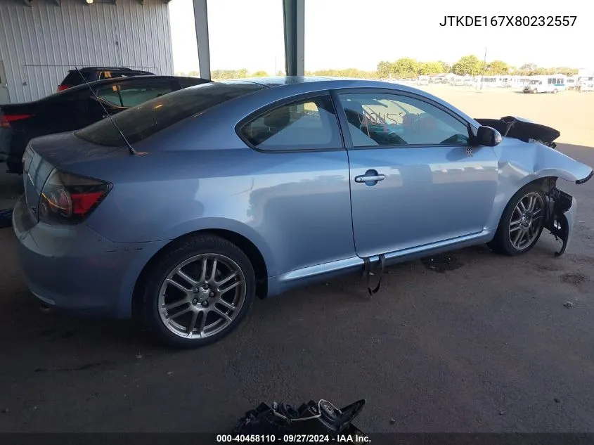 2008 Scion Tc VIN: JTKDE167X80232557 Lot: 40458110