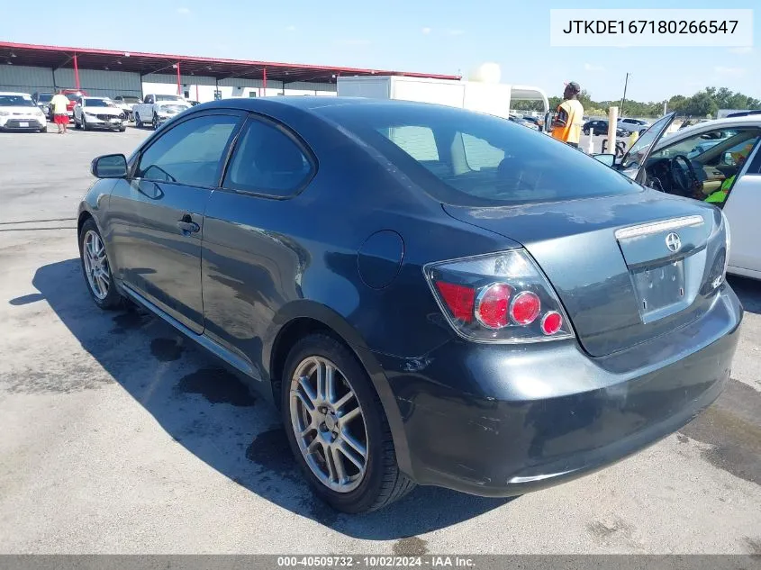 2008 Scion Tc VIN: JTKDE167180266547 Lot: 40509732