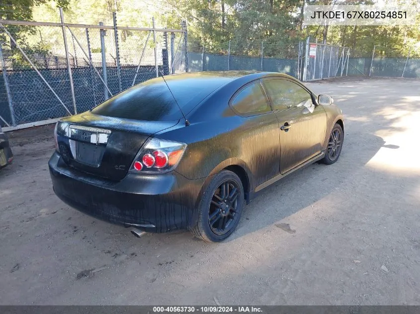 2008 Scion Tc VIN: JTKDE167X80254851 Lot: 40563730