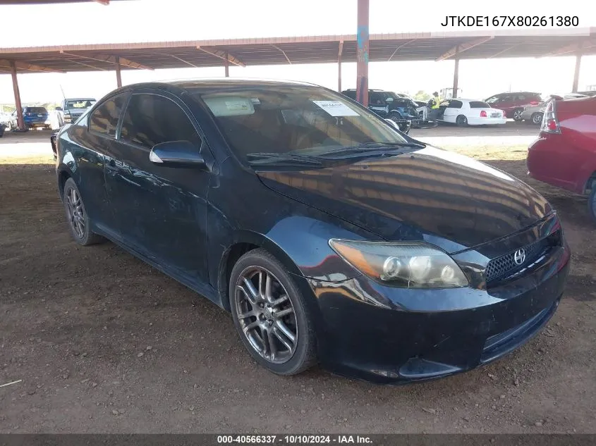 2008 Scion Tc VIN: JTKDE167X80261380 Lot: 40566337