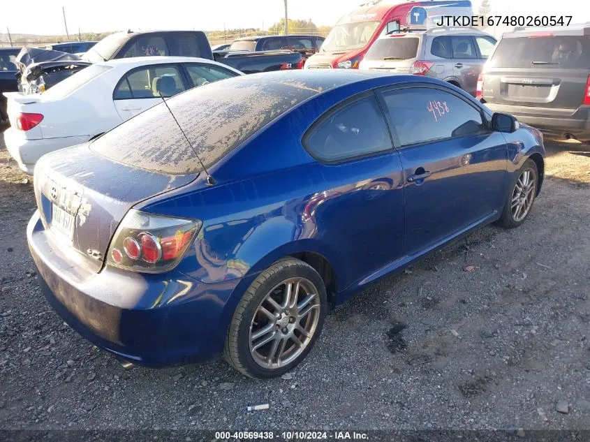 2008 Scion Tc VIN: JTKDE167480260547 Lot: 40569438