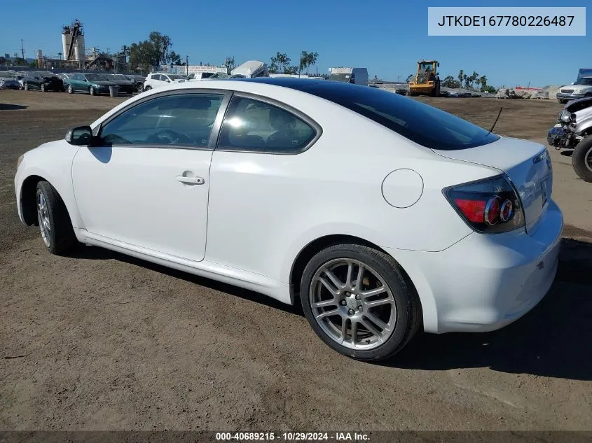 2008 Scion Tc VIN: JTKDE167780226487 Lot: 40689215