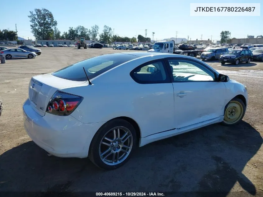 2008 Scion Tc VIN: JTKDE167780226487 Lot: 40689215