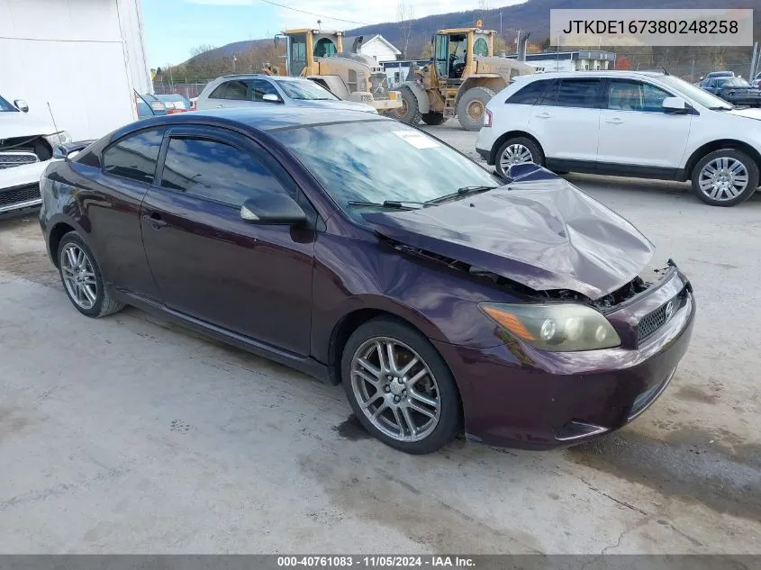 2008 Scion Tc Base (M5) VIN: JTKDE167380248258 Lot: 40761083