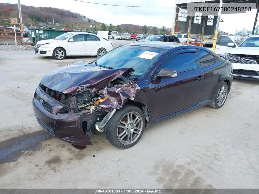 2008 Scion Tc Base (M5) VIN: JTKDE167380248258 Lot: 40761083