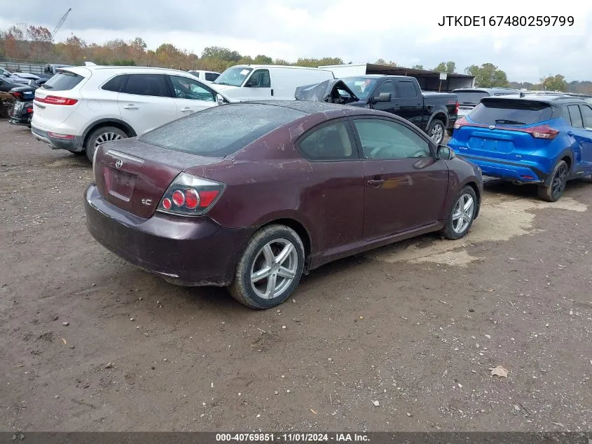 2008 Scion Tc VIN: JTKDE167480259799 Lot: 40769851