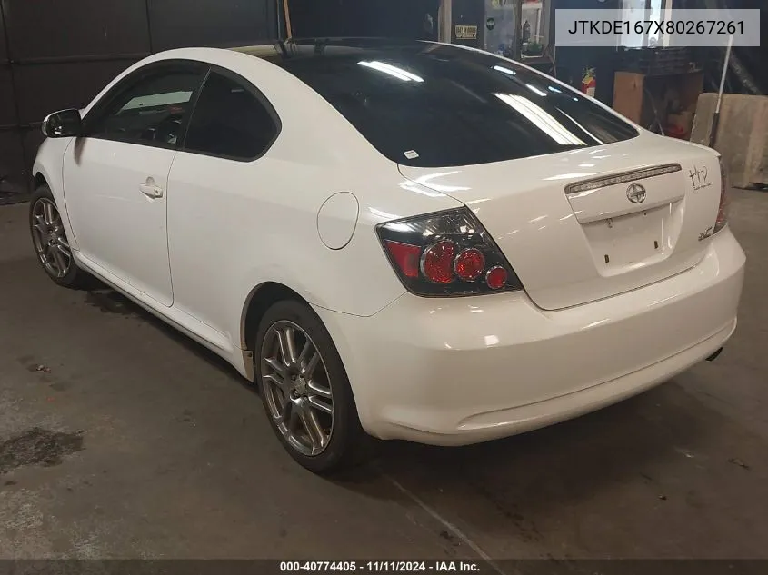 2008 Scion Tc VIN: JTKDE167X80267261 Lot: 40774405