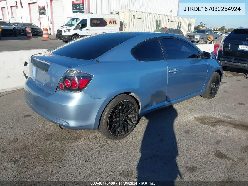 2008 Scion Tc VIN: JTKDE167080254924 Lot: 40776490