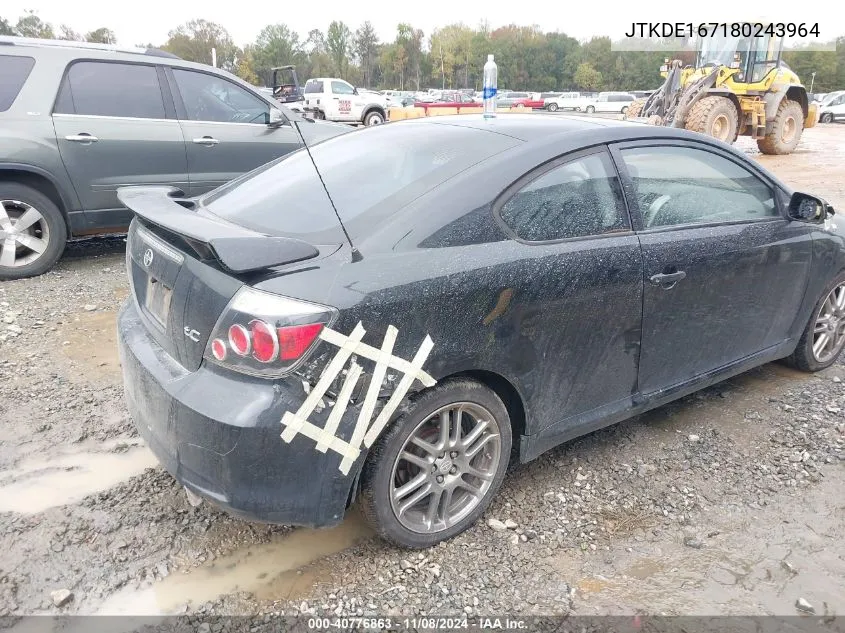 2008 Scion Tc VIN: JTKDE167180243964 Lot: 40776863