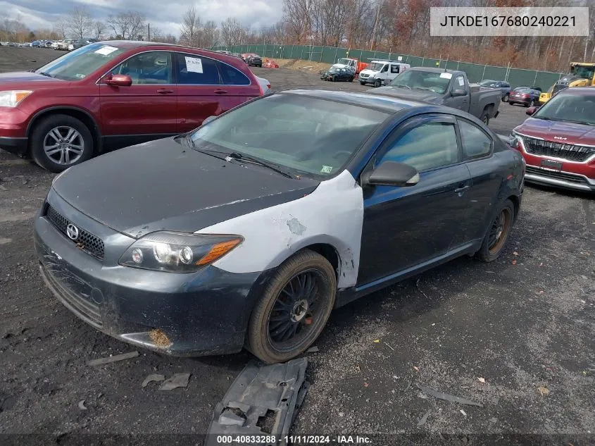 2008 Scion Tc Base (M5) VIN: JTKDE167680240221 Lot: 40833288