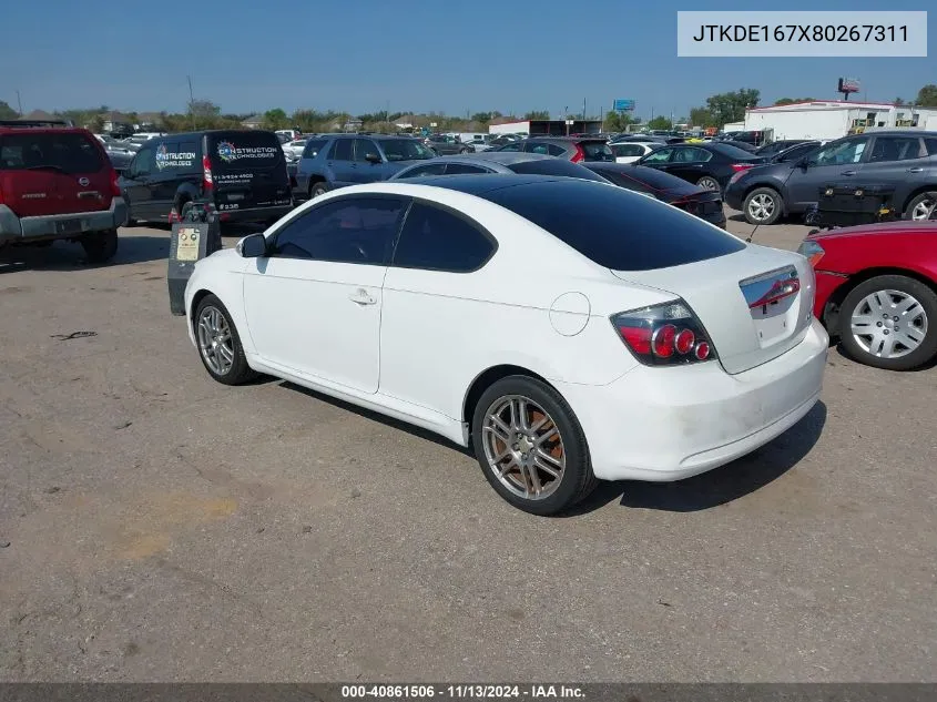 2008 Scion Tc VIN: JTKDE167X80267311 Lot: 40861506