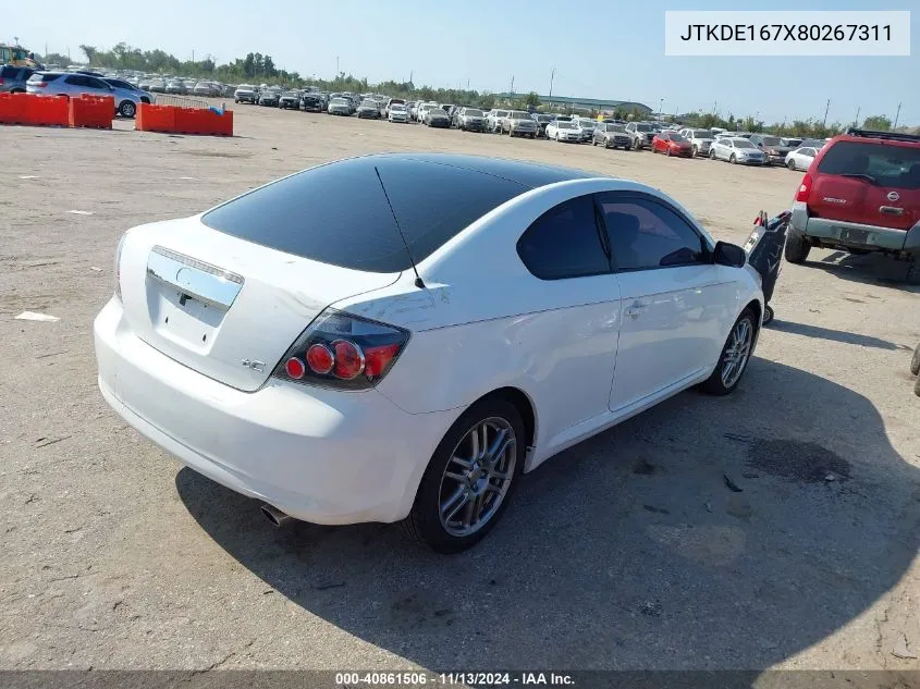 2008 Scion Tc VIN: JTKDE167X80267311 Lot: 40861506