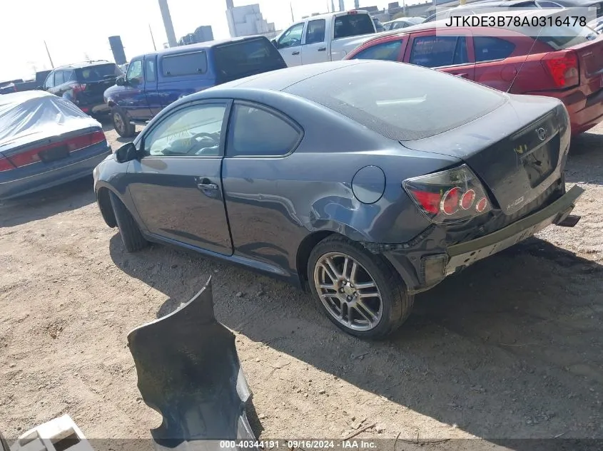 2010 Scion Tc VIN: JTKDE3B78A0316478 Lot: 40344191