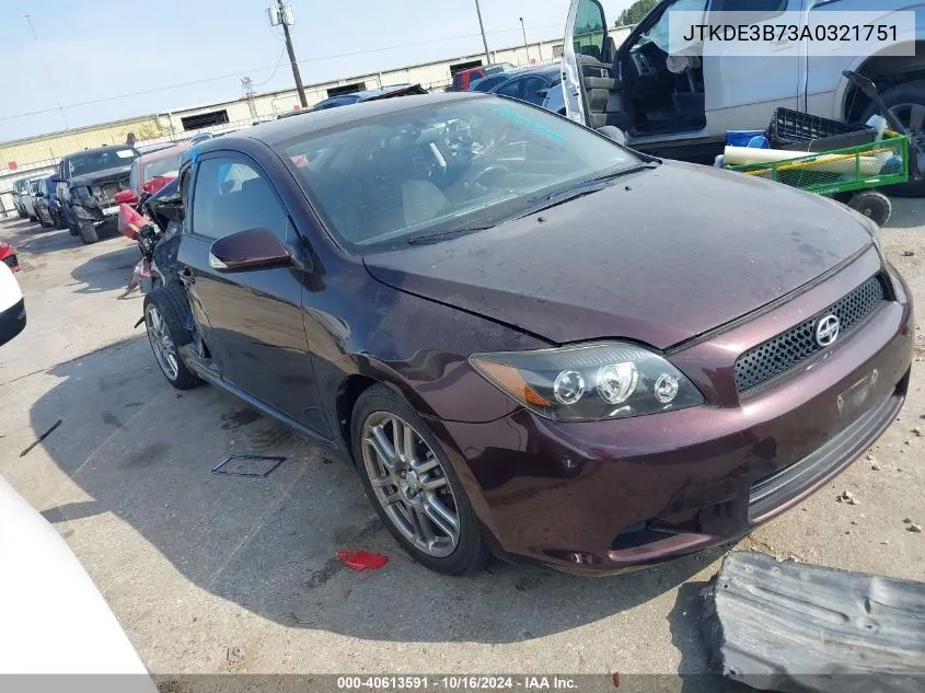 2010 Scion Tc VIN: JTKDE3B73A0321751 Lot: 40613591