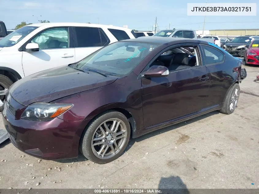 2010 Scion Tc VIN: JTKDE3B73A0321751 Lot: 40613591