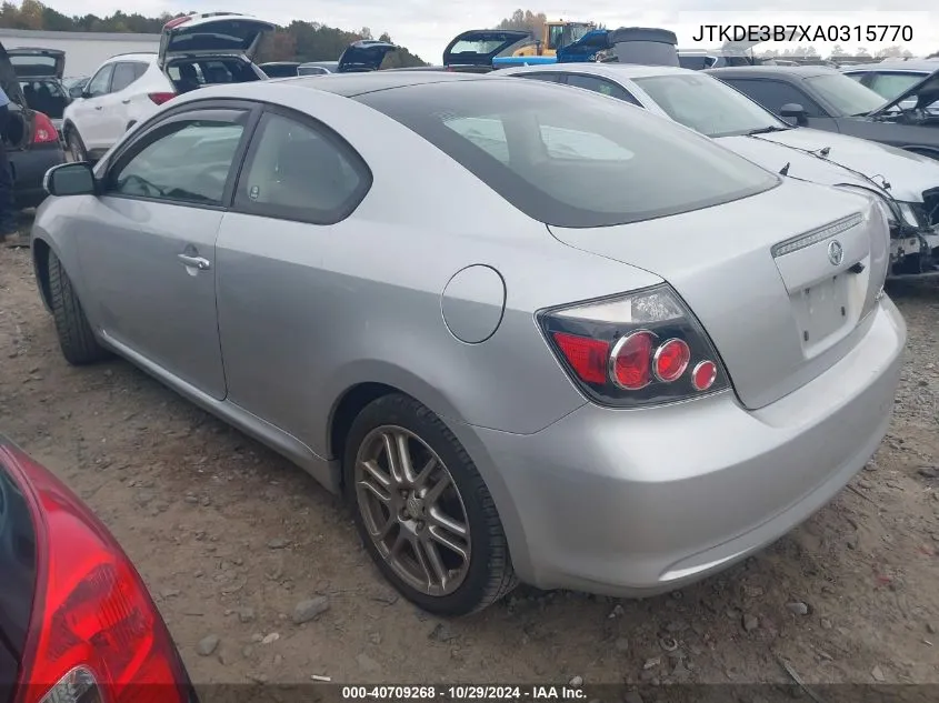 JTKDE3B7XA0315770 2010 Scion Tc