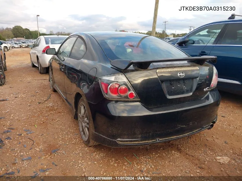 2010 Scion Tc VIN: JTKDE3B70A0315230 Lot: 40786880