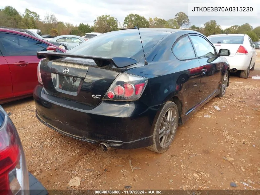 2010 Scion Tc VIN: JTKDE3B70A0315230 Lot: 40786880