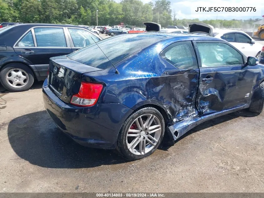 2011 Scion Tc VIN: JTKJF5C70B3000776 Lot: 40134803