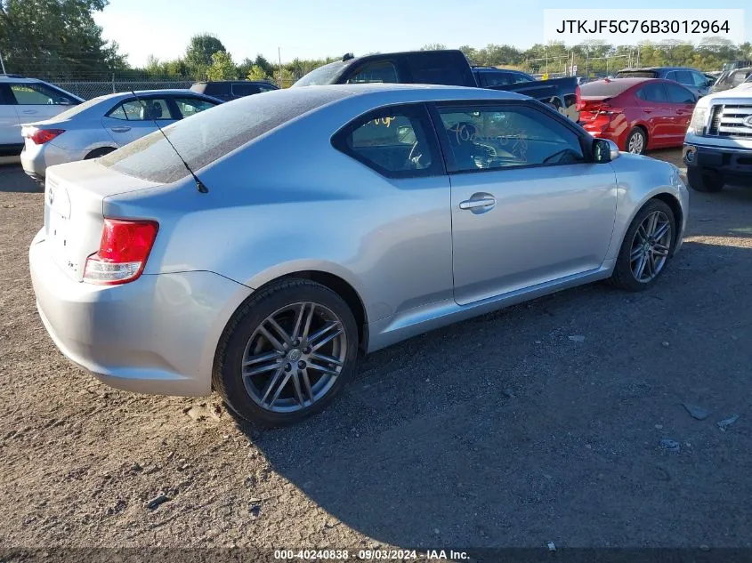 2011 Scion Tc VIN: JTKJF5C76B3012964 Lot: 40240838