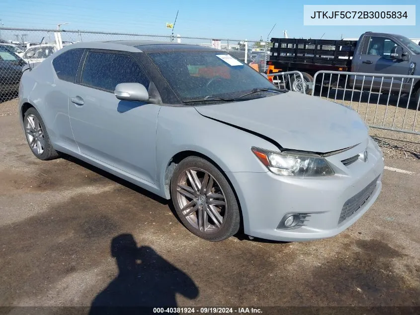 2011 Scion Tc VIN: JTKJF5C72B3005834 Lot: 40381924