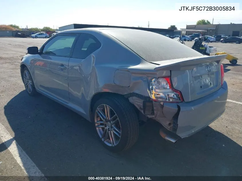 2011 Scion Tc VIN: JTKJF5C72B3005834 Lot: 40381924