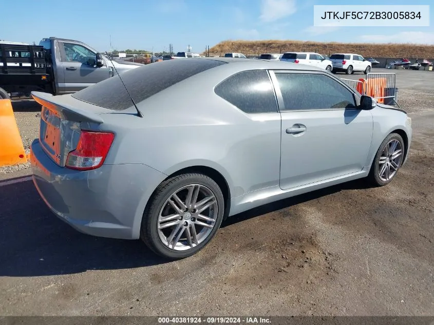 2011 Scion Tc VIN: JTKJF5C72B3005834 Lot: 40381924