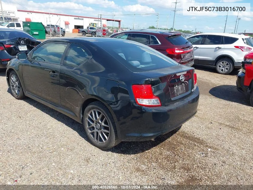 2011 Scion Tc VIN: JTKJF5C73B3016700 Lot: 40526560