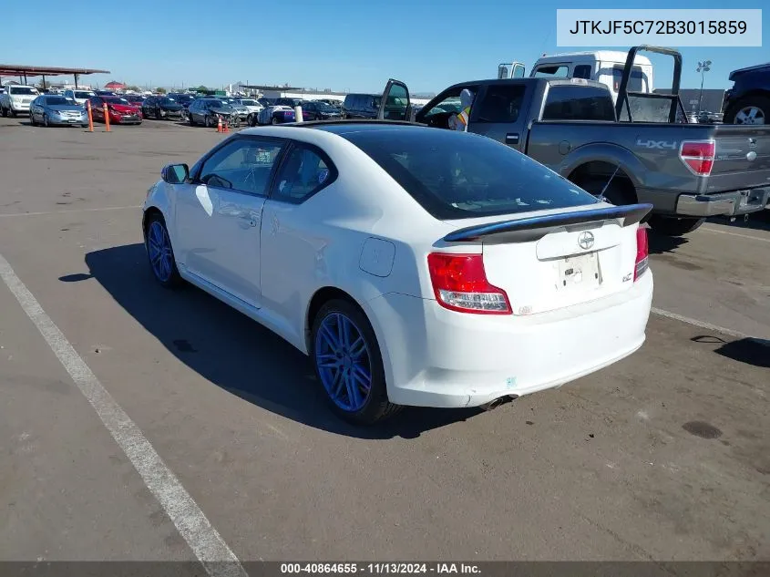 2011 Scion Tc VIN: JTKJF5C72B3015859 Lot: 40864655